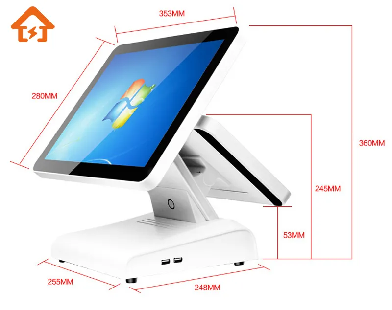 Pos Sumup Con estampado, punto de venta, todo en uno, pantalla Dual, Pos, máquina, cable, diseño oculto, nuevo sistema táctil