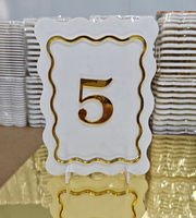 XZG Plaque de numéro de table stéréoscopique en acrylique blanc moderne et écologique, support de table pour mariage et guide de table à vin