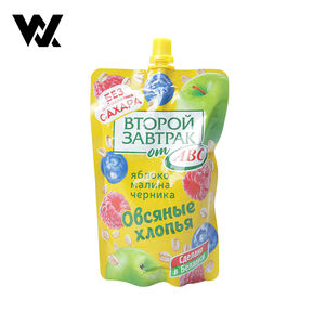 Pochettes souples OEM personnalisées à haute barrière avec bec verseur d'angle pour aliments pour bébés, <span class=keywords><strong>eau</strong></span>, boissons, fruits, gelées, 75ml, 250ml, 330ml - Product Image 1