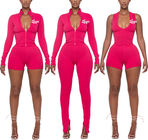 Completo Set da Allenamento Personalizzato 2026 Hot Sale: <span class=keywords><strong>Abbigliamento</strong></span> Estivo <span class=keywords><strong>Donna</strong></span> - Giacca con Zip e Pantaloncini - Completo Due Pezzi <span class=keywords><strong>Donna</strong></span> - Product Image 3