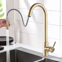Robinet de cuisine flexible extractible HuSheng, corps en acier inoxydable 304, eau froide et chaude, pour salle de bain et évier de cuisine