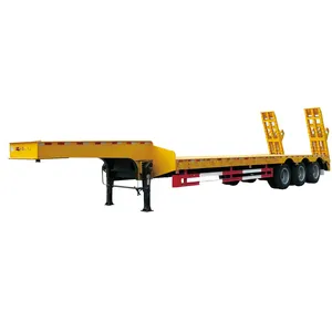 Reboque plano 40 pés 3 4 eixos escavadeira transporte carregamento frontal semi-reboque Lowboy cama baixa com bom preço