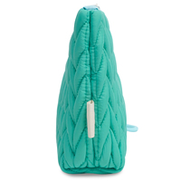 Tas tangan wanita, kantung kosmetik garis Puffer berpergian quilt tahan air nilon