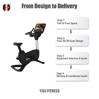Vélo d'appartement avec écran numérique, guidon avant, selle réglable, pédales et base de support stable pour équipement de fitness commercial