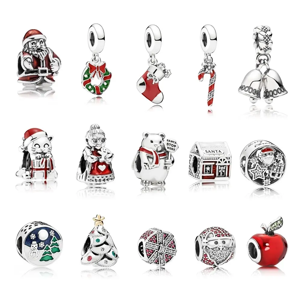 wholesale 925 sterling silver Christmas jewelry Santa Claus DIY bracelet charm for women bracelet gift