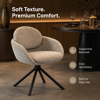 Ensemble de salle à manger à dossier rond en chanvre, tissage bouclé avec pied étoile pivotant en cannelle pour Atrium Cafe et Artisan Cafe