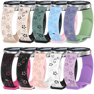 <span class=keywords><strong>Bracelet</strong></span> de montre en silicone gravé au laser motif floral <span class=keywords><strong>18mm</strong></span> 20mm 22mm pour <span class=keywords><strong>Garmin</strong></span> Forerunner 970/570/265 Huawei GT3 Samsung - Product Image 2