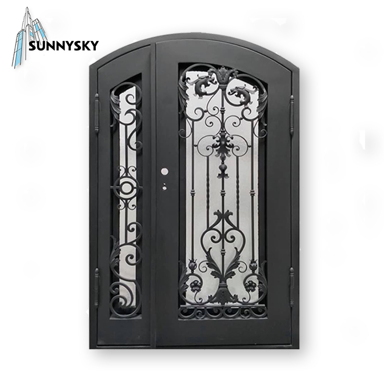 Modern style wrought iron designs double doors prices for home