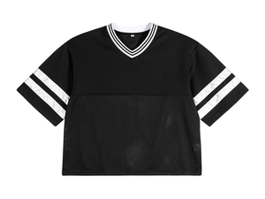 T-shirt en maille jersey oversize unisexe, T-shirt oversize court à col en <span class=keywords><strong>V</strong></span>, T-shirts personnalisables pour hommes, haute qualité - Product Image 4
