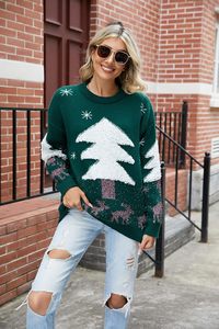 <span class=keywords><strong>Pull</strong></span> <span class=keywords><strong>de</strong></span> Noël moche tricoté 100% coton pour femmes mignon drôle collant pour les fêtes <span class=keywords><strong>de</strong></span> vacances d'hiver avec logo avant - Product Image 3