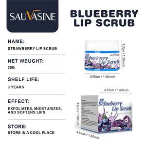 Vente flash : Gommage exfoliant et hydratant pour lèvres foncées à la myrtille bleue naturelle, marque propre - Product Image 4