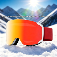 Masque de ski cylindrique UV400 à double lentille anti-buée, monture en TPU flexible, résistant aux chocs, logo personnalisé OEM, lunettes de sport pour la neige