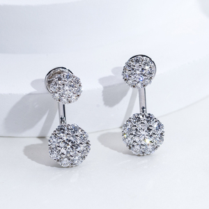 Pendientes de diamantes redondos de oro blanco de 18 quilates Messi Jewelry MSE-960 para mujer - Product Image 2