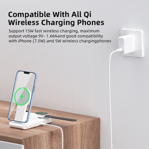 Nuevos Productos: Cargador Inalámbrico <span class=keywords><strong>para</strong></span> Celular, Estación de Carga Multiusos 3 en 1, Cargador Inalámbrico Magnético Plegable - Product Image 4