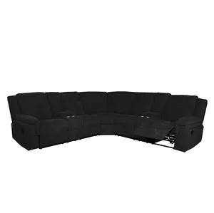 Yüksek kaliteli en iyi Recliner koltuk takımı siyah kesit köşe U kanepe yüksek geri kanepe mobilya bardak tutucu ile