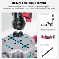 Support de caméra à ventouse Mechrig 4,5 pouces avec vis 1/4 pouce, double rotule, bras magique en alliage d'aluminium pour caméra d'action, moniteur, smartphone