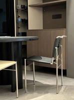 Chaise de salle à manger minimaliste italienne JP, mobilier de cuisine, chaise sans accoudoirs pour café, chaise en cuir de selle avec structure en acier inoxydable