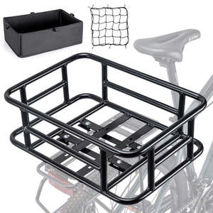 Panier arrière robuste et grand format pour vélo, avec doublure amovible, en alliage, capacité de charge de 50 kg, thermolaqué, pour porte-bagages de vélo cargo - Product Image 1