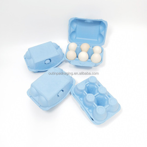 Custom Logo Biodegradable Wholesale Chicken Egg Cartons 6 Pack Colored Empty Egg Cartons Packing Material Egg Box Paper Board E1