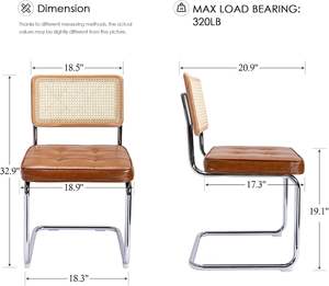 Juego de 2 sillas de comedor de lujo populares de Francia, respaldo de madera maciza tapizado de piel sintética, sillas de comedor de ratán Natural marrón - Product Image 2