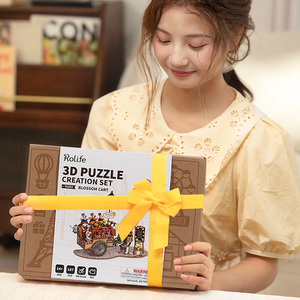 Robotime Rolife Bois Artisanat Décor À La Maison <span class=keywords><strong>DIY</strong></span> Cadeau Jouets À La Main Modèle Kit TGS03 Fleur Chariot 3D Puzzles En Bois - Product Image 2