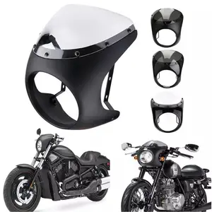 Motocicleta Universal Cafe Racer Farol Guiador Carenagem Kits de pára-brisa Para faróis redondos com um diâmetro 16cm-18cm