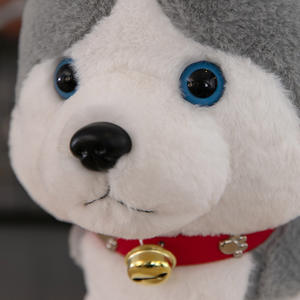 Peluş oturma köpek dolması hayvan oyuncaklar yeni simülasyon <span class=keywords><strong>Husky</strong></span> bebek çan küçük köpek doldurulmuş oyuncak oturma modeli Erha bebek çocuklar hediye - Product Image 3