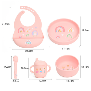실리콘 이유식기 세트 유아용 식판 턱받이 스푼 BPA 프리 - Product Image 2