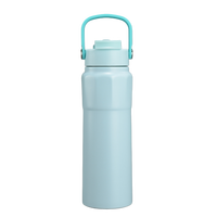 Bouteille d'eau isotherme en acier inoxydable 750 ml avec couvercle 2-en-1 à paille et bec verseur, isolation froide 6-12 heures, anti-fuite, pour le camping
