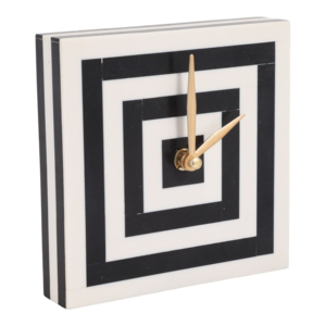 Orologio da Tavolo Quadrato in Resina, Design Geometrico Bianco e Nero, Piccolo Orologio da Scrivania per Casa, Ufficio e Studio - Product Image 2