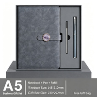 Coffret Cadeau Carnet d'Affaires Créatif Personnalisé, Agenda A5 avec Boucle, Coffret Cadeau Netbook en Cuir PU 3-en-1