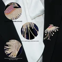 Broche de luxe style bijoux, motif phénix, broche d'oiseau, bijoux en cuivre