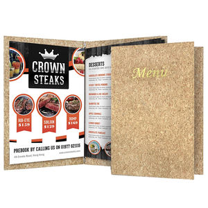 Cubierta de Menú de Cuero para Restaurante al por Mayor, Portamenús A4 con Cordón Elástico, Libro de Menús - Product Image 1