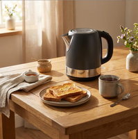 Bouilloire électrique de haute qualité 1,7 L, boîtier en acier inoxydable, couvercle à ouverture automatique, maintien au chaud, élément chauffant dissimulé pour hôtel