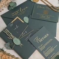 Invitation de mariage personnalisée en acrylique transparent, design rectangulaire créatif, bord doré, avec enveloppe, format carte standard