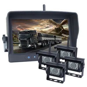 4ch无线卡车后视摄像头系统7英寸全高清AHD 2.4G数字无线备用摄像头四监视器后视系统