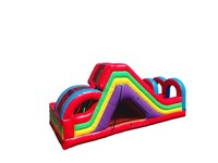 Pista de Obstáculos Inflable Multicolor Arcoíris, Divertido Brincolín OC030, Equipo de Juego Infantil de PVC Resistente para Alquiler en Exteriores
