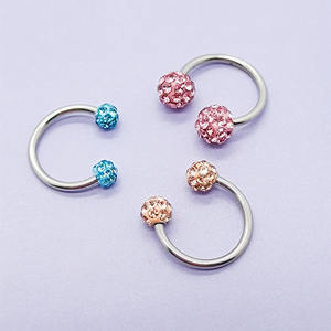 Anillo de acero inoxidable para mujeres y mujeres, joyería para Piercing de doble bola de cristal, antialergia, para nariz, oreja y labios, venta al por mayor - Product Image 5