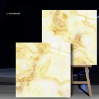 Baldosa de Porcelana Pulida Premium Imperial Jade 600x600mm con Aspecto de Mármol con Vetas Doradas para Sala de Estar