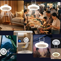 Ventilateur de plafond avec éclairage LED, fabrication directe d'usine, OEM/ODM, portable, rechargeable, télécommande, pliable, énergie solaire, pour le camping en extérieur