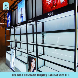 Thiết kế mới dẫn ánh sáng kim loại hiển thị đứng với trang điểm sản phẩm làm đẹp triển lãm mỹ phẩm Tủ kim loại kệ - Product Image 3