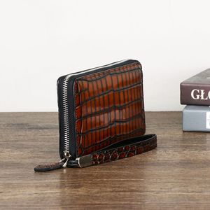 Pochette vintage artisanale pour homme avec motif ventre de crocodile, porte-cartes multiples, portefeuille long - Product Image 3