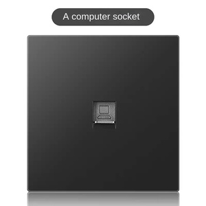 High Quality Black Matte Pc Panel Uk Double Computer Socket Socket Plate - Product Image 3