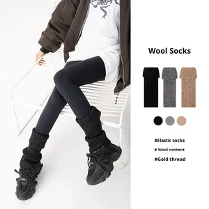 Calze Spesse da <span class=keywords><strong>Donna</strong></span> in Lana Stile Y2K con Filo Dorato, Design Casual Lavorato a Maglia, Scaldacollo Tinta Unita Abbinabile a Tutto - Product Image 2