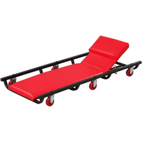 Chariot d'atelier robuste à roulettes avec dossier et appui-tête réglables, six roulettes pivotantes pour garage, bricolage et réparation automobile
