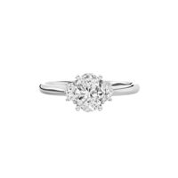 1,20 Karat Ovaler Schliff Halo-Cluster Laborgezüchteter Diamant IGI-Zertifiziert Rhodium-Plattiert 14K Massives Platin Klassischer Verlobungsring