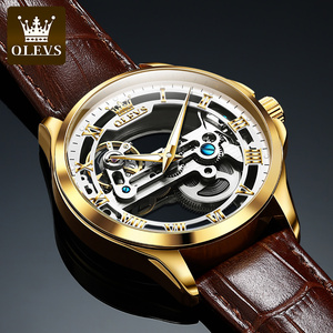 Olevs 6661 Orologi da Polso da Uomo di Lusso alla Moda Impermeabili Scontati OEM Sportivi Tourbillon Automatici in Pelle <span class=keywords><strong>Oro</strong></span> - Product Image 3