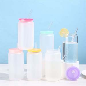 Solid Colored 16Oz Plastic <b>Mug</b> Color Blanks Plastic Beer Can With Colorful Plastic Lid for Christmas Gift - Product Image 3