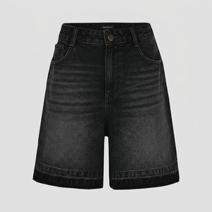 Shorts Bermuda en jean délavé taille haute pour homme 100 % coton décontracté avec cordon de serrage écologique - Product Image 2