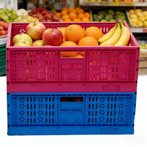 ארגז פלסטיק מתקפל גדול, ממוחזר, ניתן לערום ולקנן, זול, בהתאמה אישית, בצבע כחול, עם מכסה, של חברת הארד קומפני. - Product Image 6